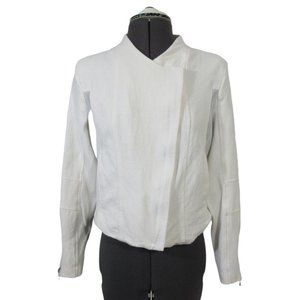 BlankNYC white collarless crop Motor City moto‎ jacket